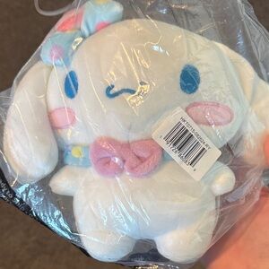 Cute White Plush Toy with Pink Bow